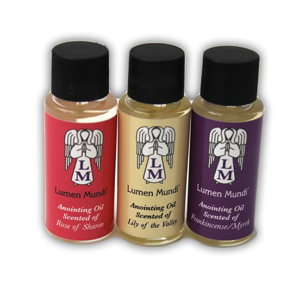 Anointing Oil, 3 Scents included are Frankincense Myrrh, Rose of Sharo –  Lumen Mundi