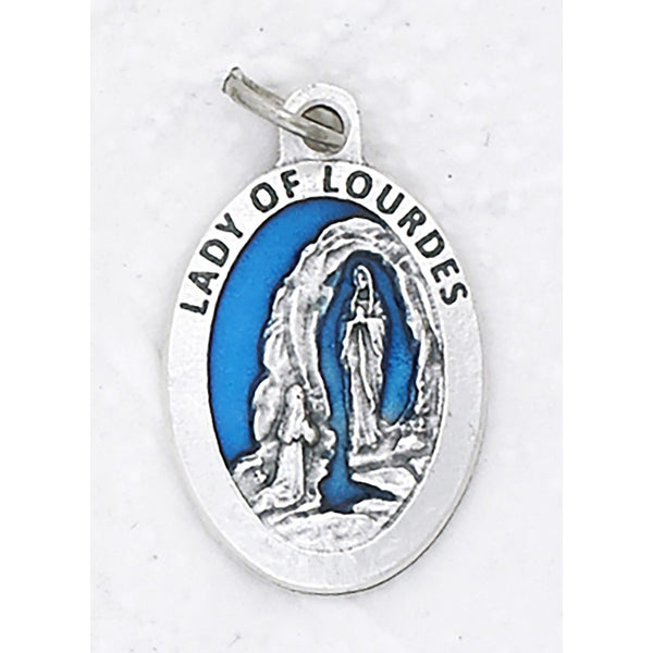 DIRECT FROM LOURDES - Silver & Gold Enamel Italian Miraculous Medal 50 mm.