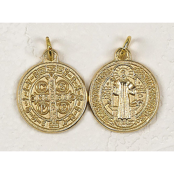 Saint Benedict Double Sided Round Medal - Gold Tone – Lumen