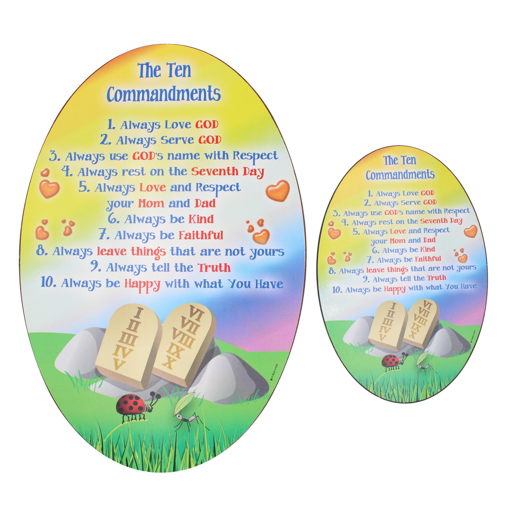 The Ten Commandments Oval Wood Wall Plaque