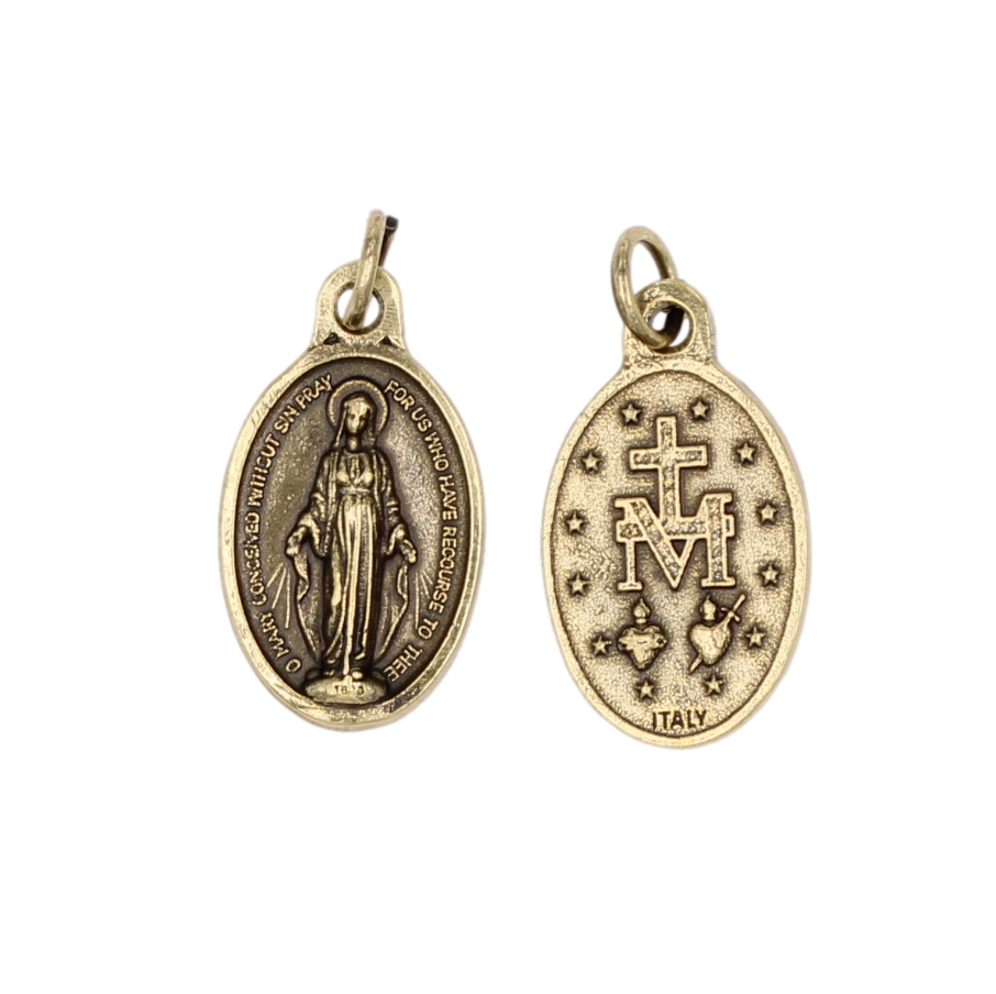 Brass Tone Double Sided Miraculous Medal - 3 Options