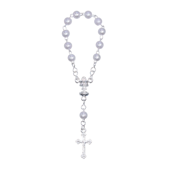 Communion One-decade White Rosary, 5mm