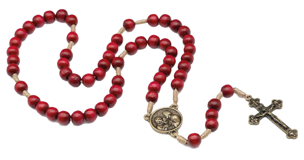 Wood Rosary with Holy Family Center, 8mm Beads