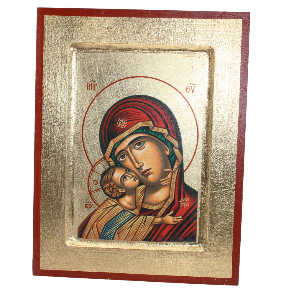 Glikofilousa (Sweet Kissing Madonna)- Gold Leaf - Hand Painted & Crafted in GREECE