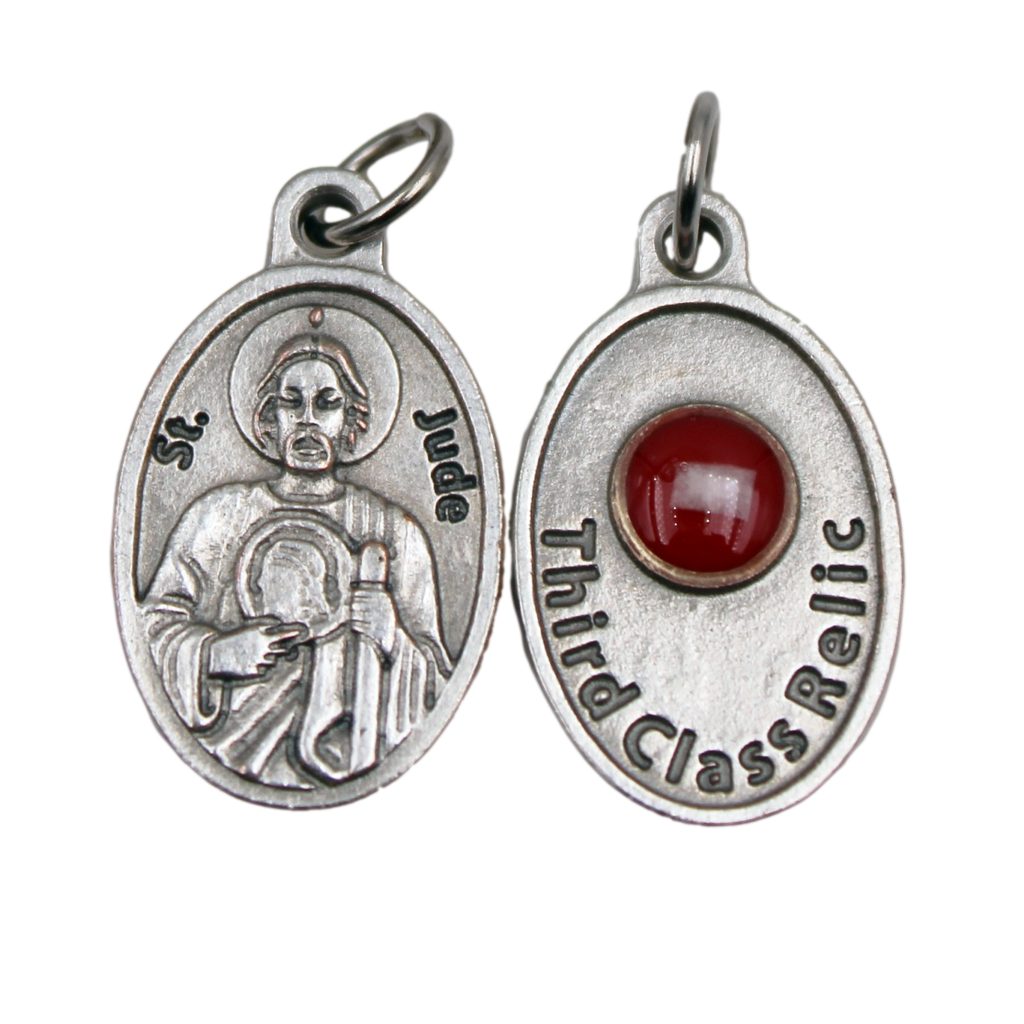 Silver Tone St. Jude Medal with Third Class Relic on back- Pack of 25