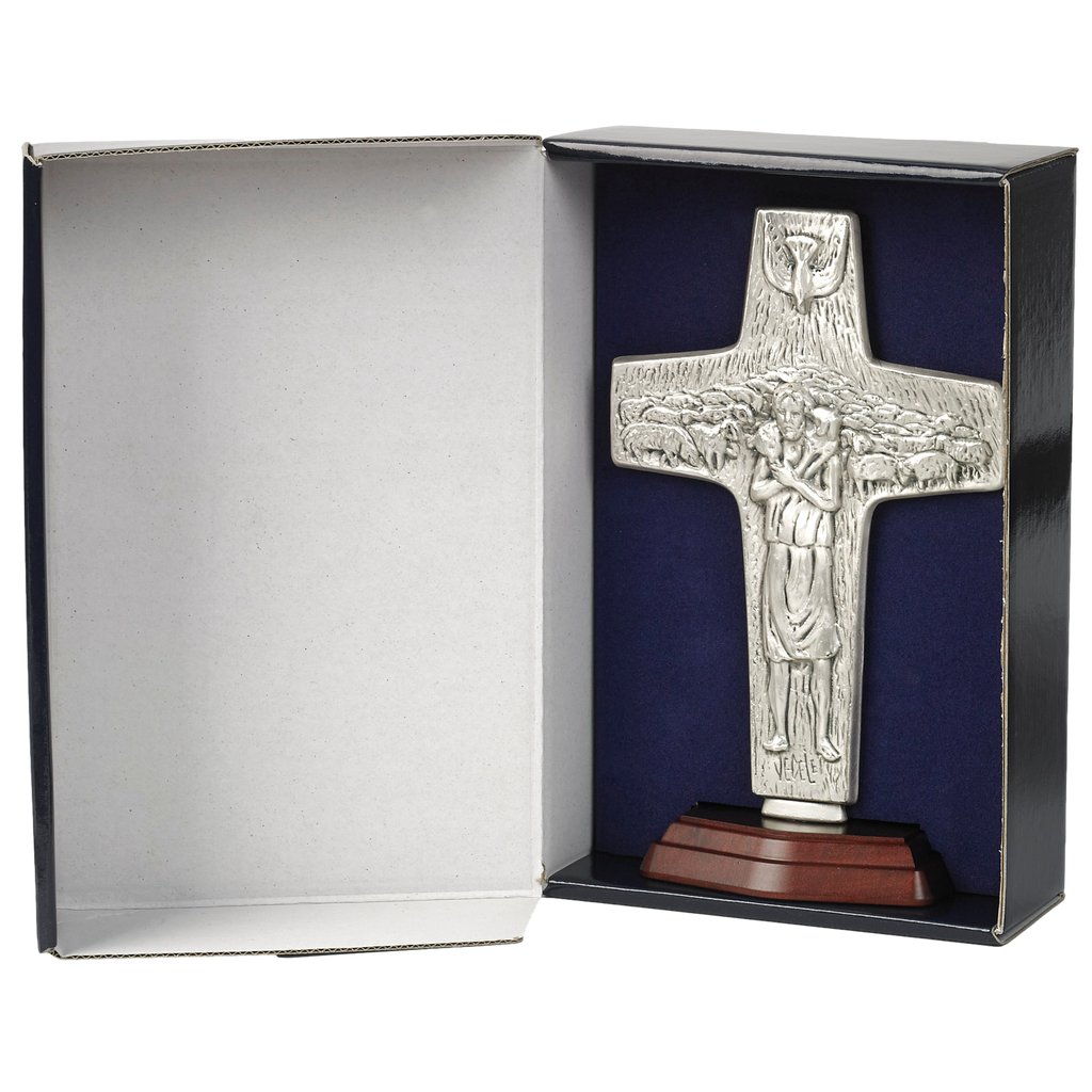 8 inch Limited Edition Premium Pope Francis Cross on Base in Box