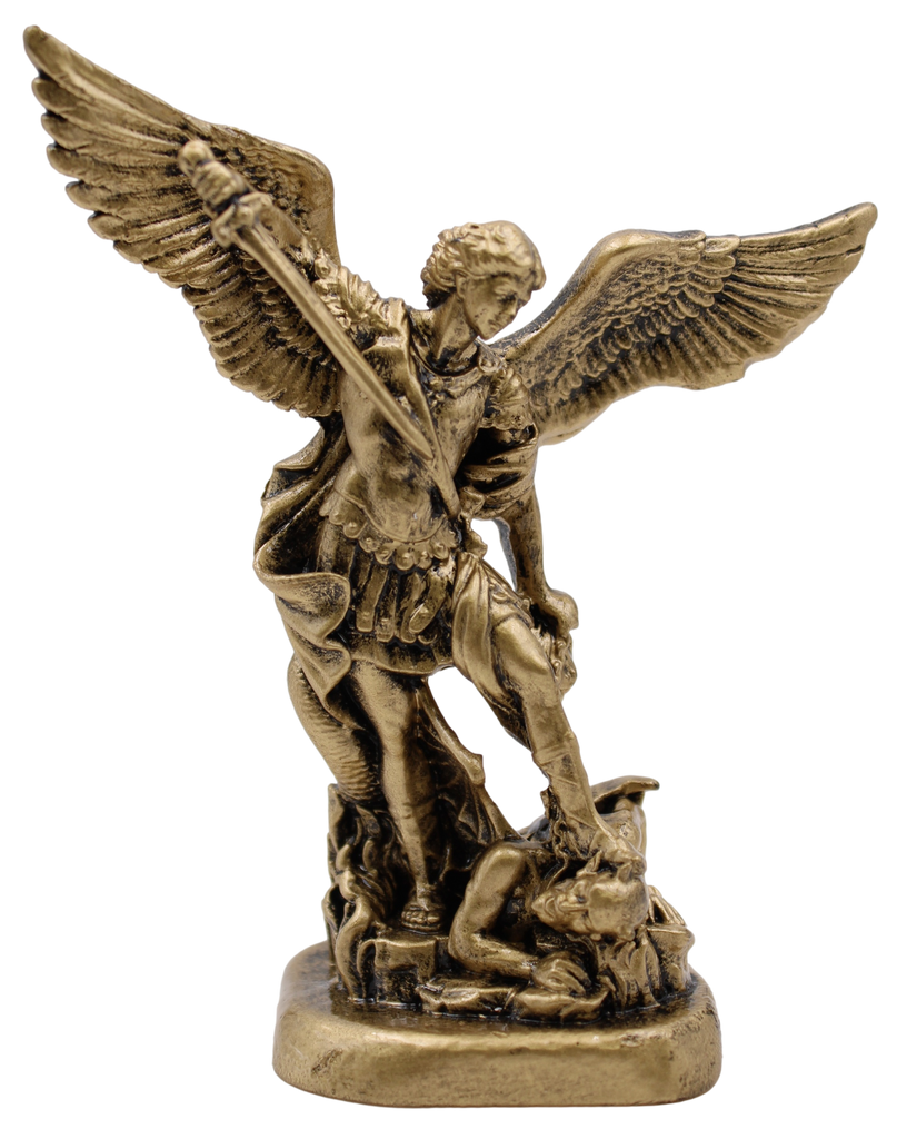 4" Metallic Resin Saint Michael Statue