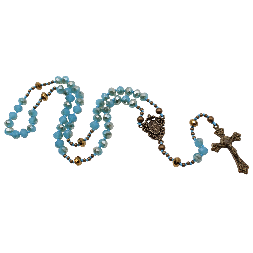 8mm Bronze Rosary with Crystal Beads