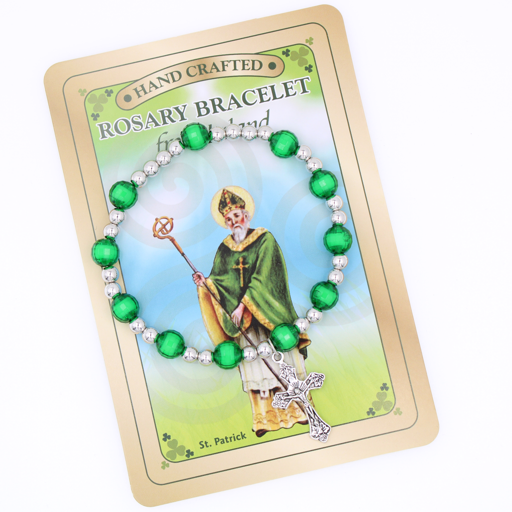 Rosary Bracelet with Classic Green Beads and Crucifix Charm