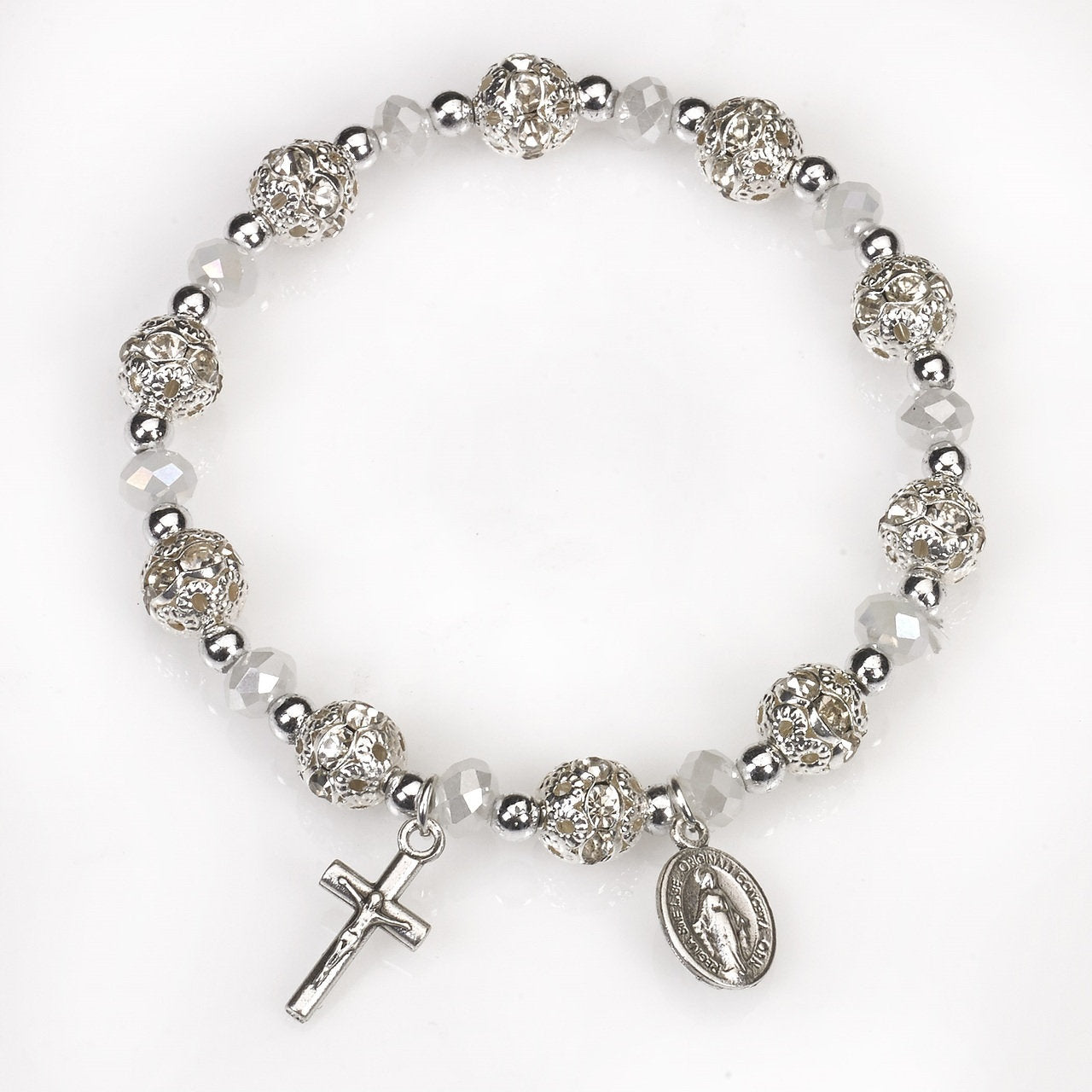 Clear Crystal Stretch Rosary Bracelet – Lumen Mundi